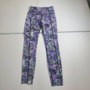 Lululemon Fast & Free 7/8 Tight II *Nulux 25" Purple Green Black Women's Size 4